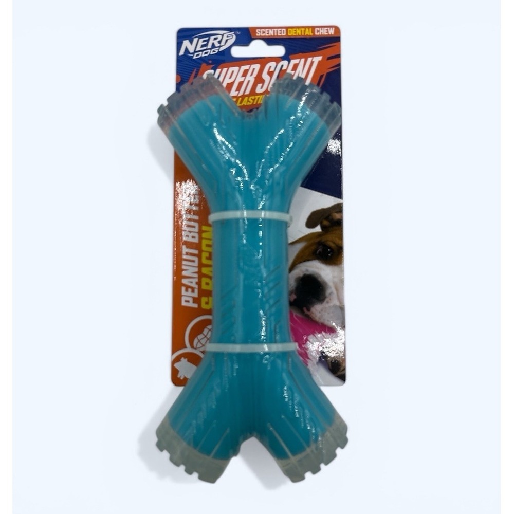 Nerf Dog Super Scent Chew Toy Teether Peanut Butter Bacon Puppy New !
